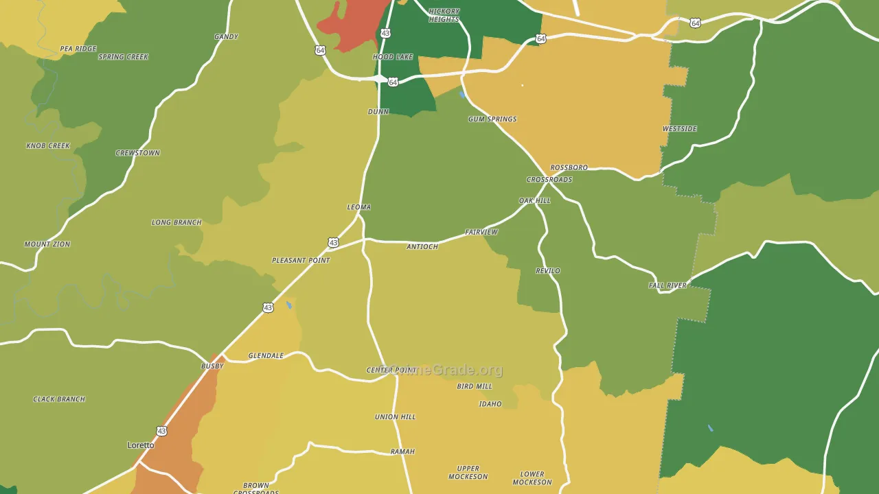 Leoma, TN Map of Theft Rates