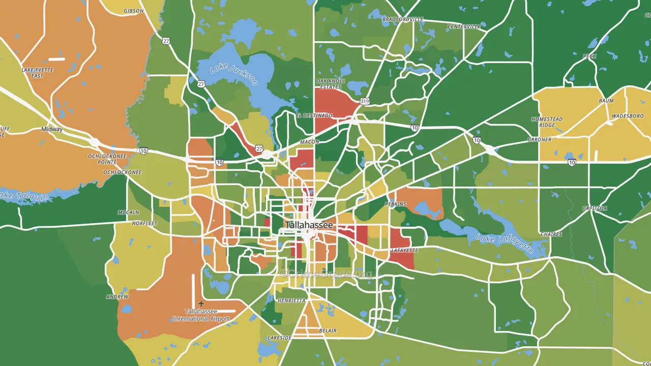 Leon County, FL Map of Theft Rates