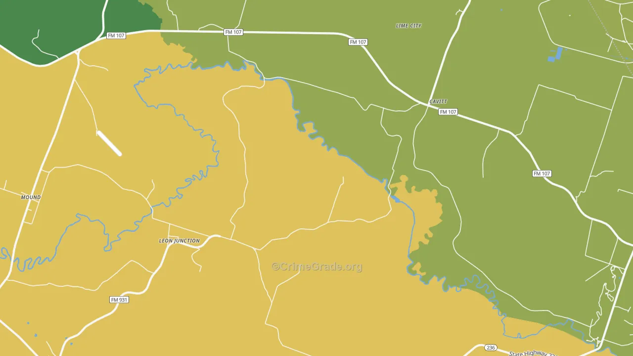 Leon Junction, TX Map of Theft Rates