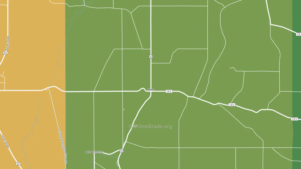 Leon, NY Map of Theft Rates