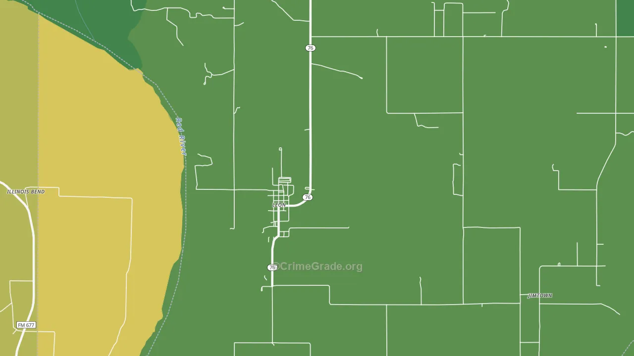 Leon, OK Map of Theft Rates