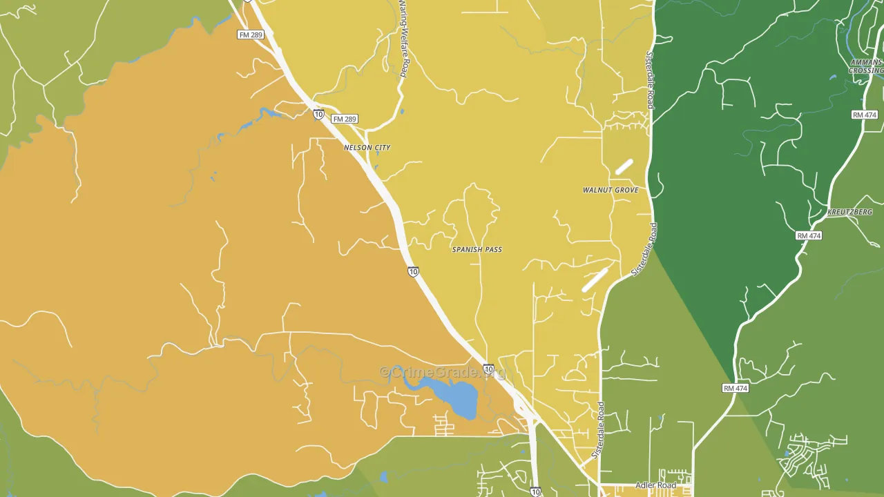 Leon Springs, TX Map of Theft Rates