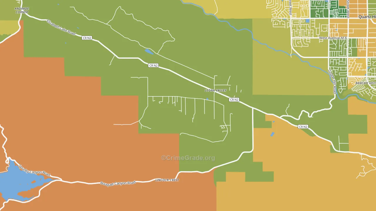 Leona Valley, CA Map of Theft Rates