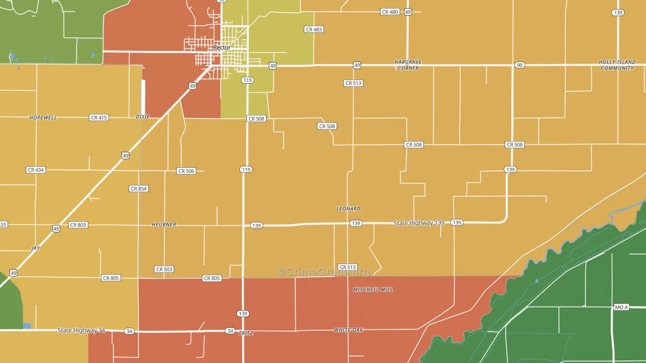 Leonard, AR Map of Theft Rates