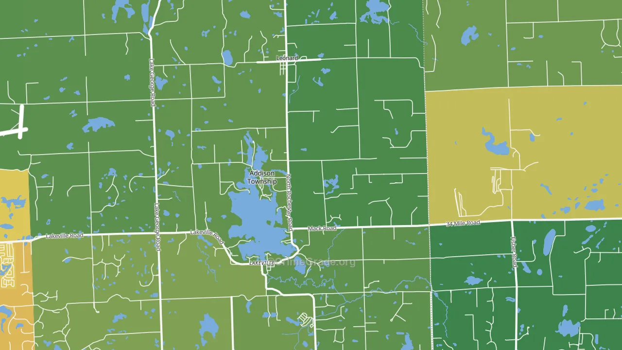 Leonard, MI Map of Theft Rates