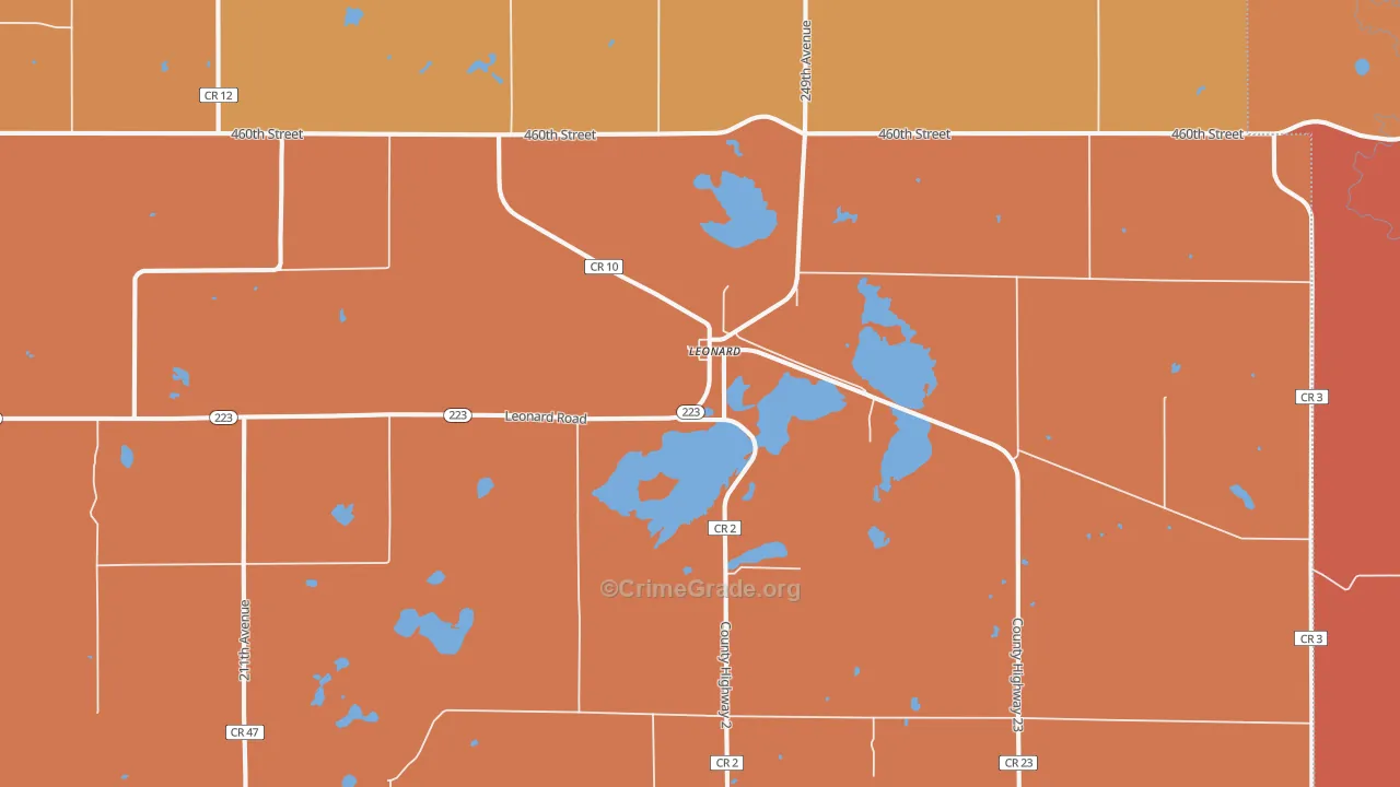 Leonard, MN Map of Theft Rates