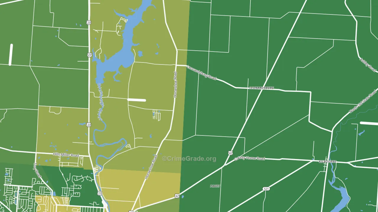 Leonardsburg, OH Map of Theft Rates