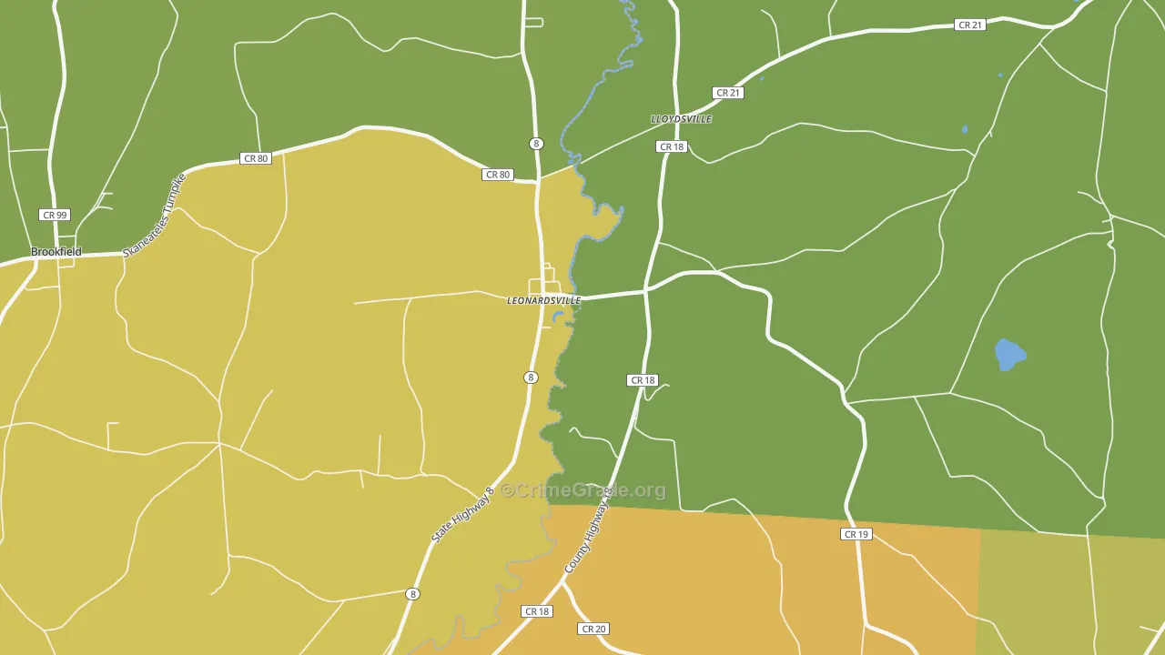 Leonardsville, NY Map of Theft Rates