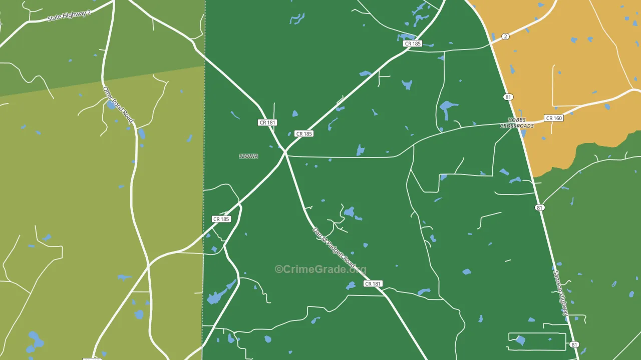 Leonia, FL Map of Theft Rates