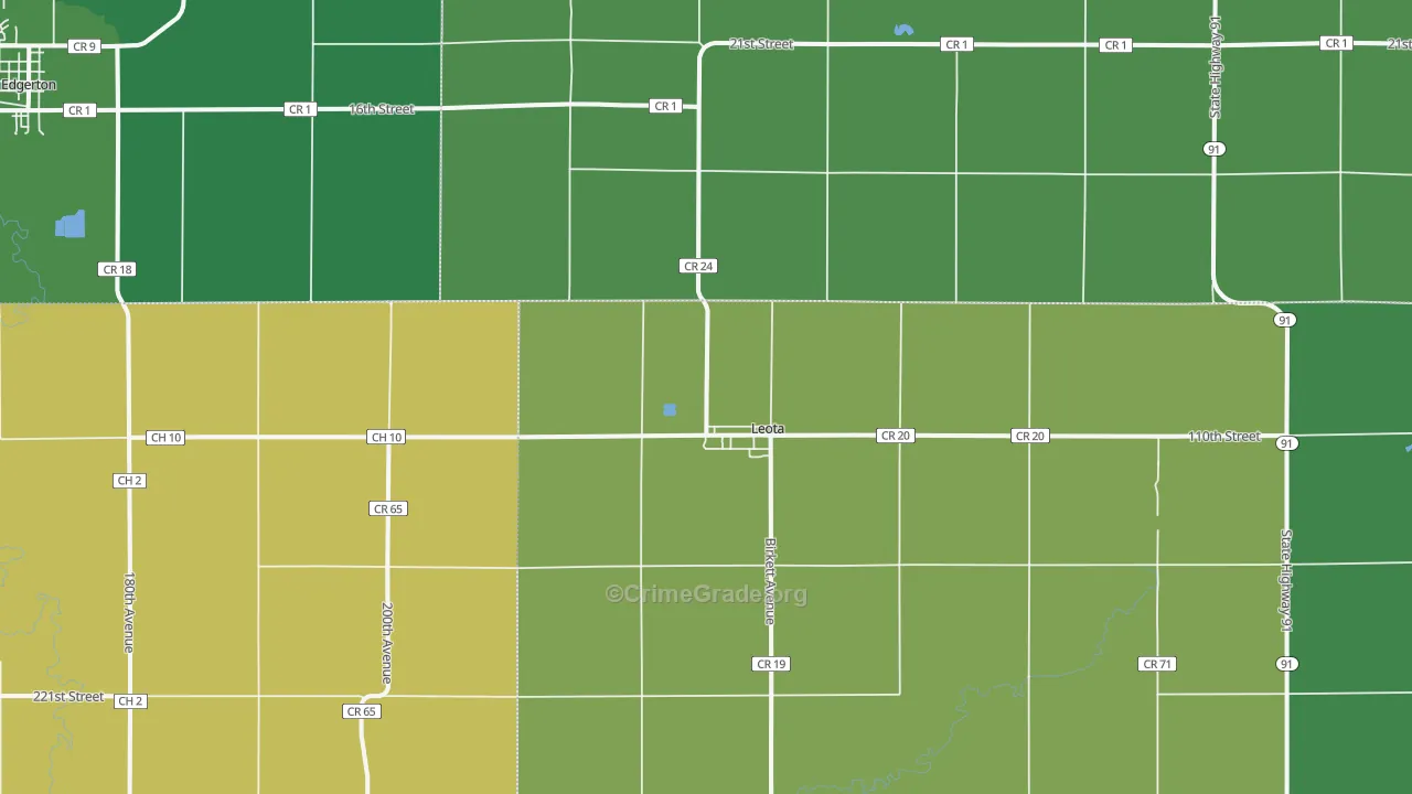 Leota, MN Map of Theft Rates