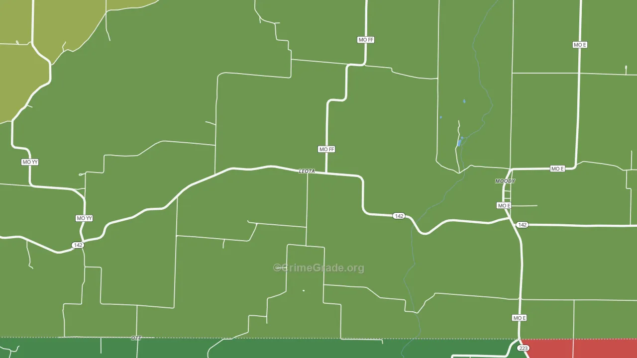 Leota, MO Map of Theft Rates