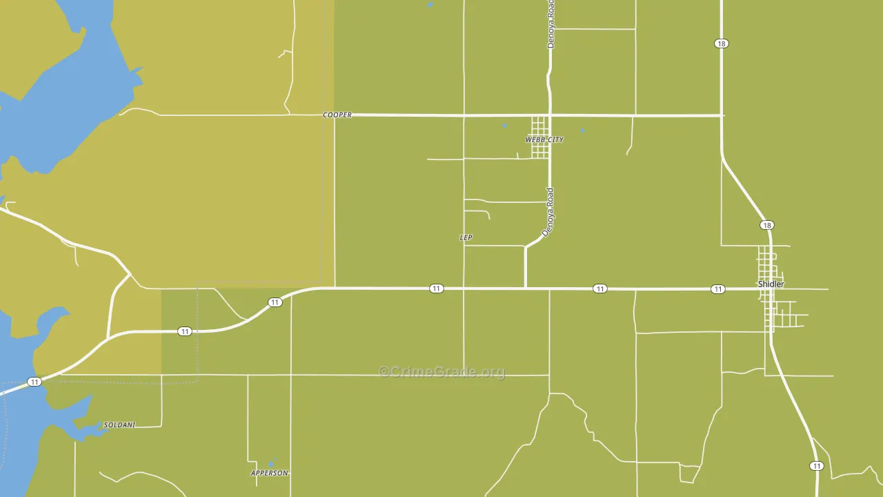 Lep, OK Map of Theft Rates