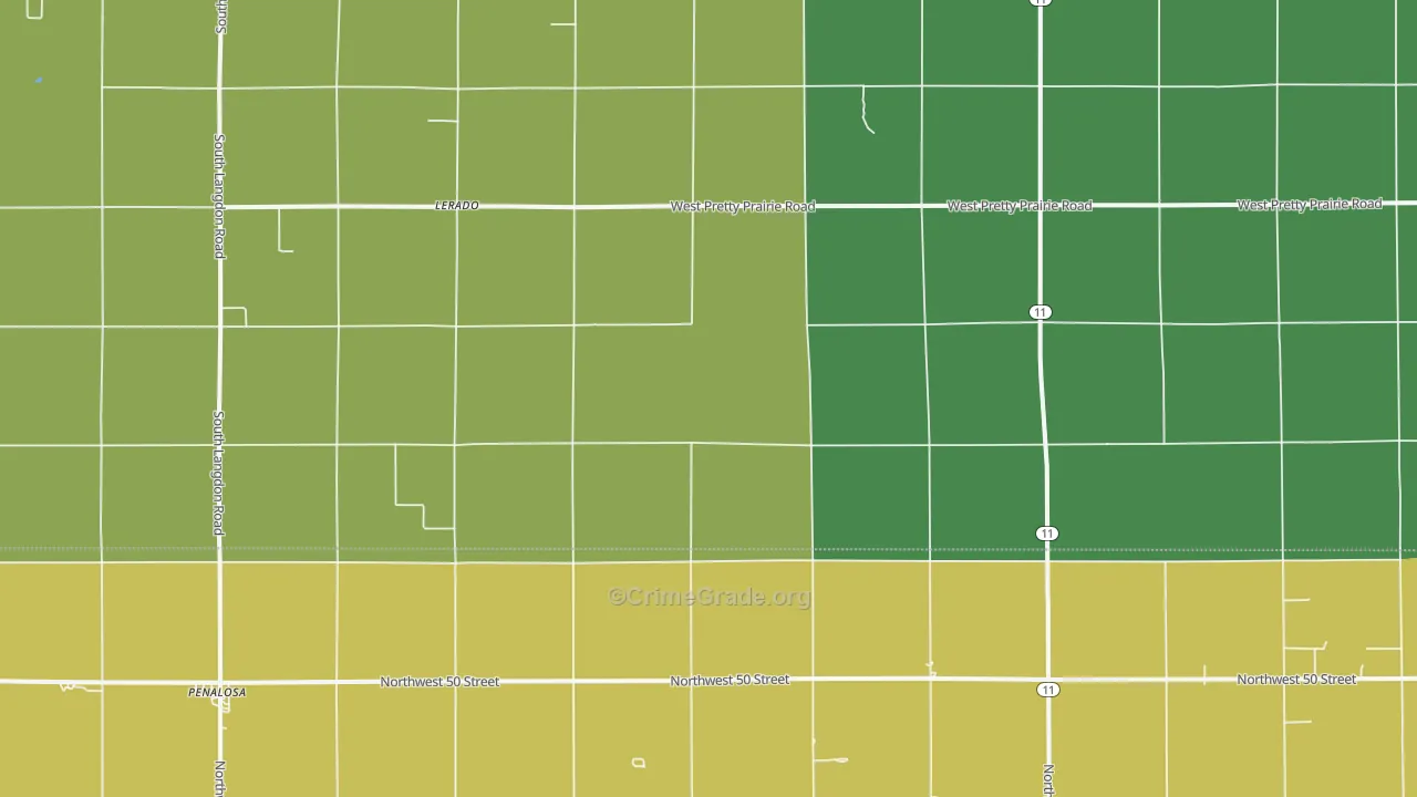 Lerado, KS Map of Theft Rates