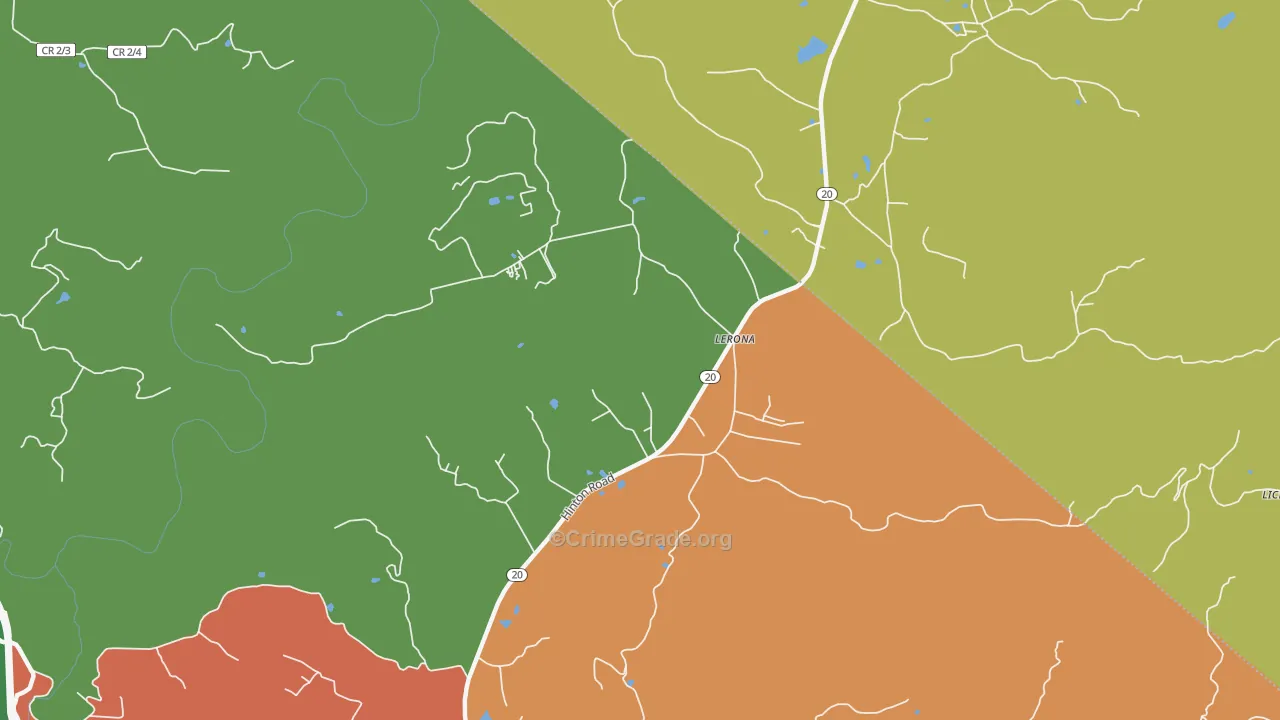 Lerona, WV Map of Theft Rates