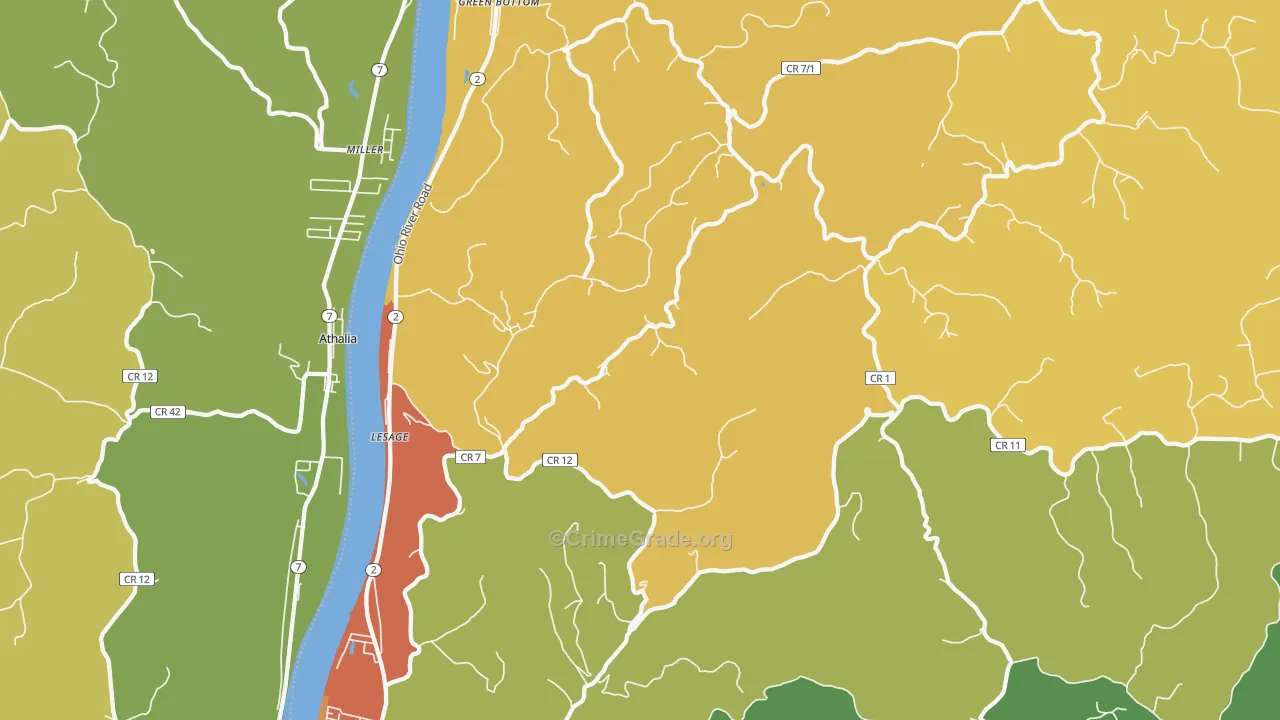Lesage, WV Map of Theft Rates