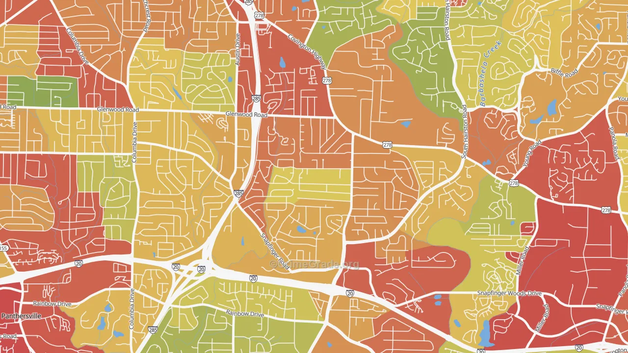 Leslie, Decatur, GA Map of Theft Rates