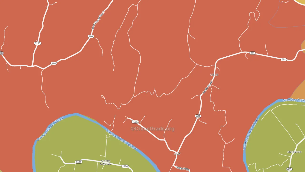 Leslie, KY Map of Theft Rates
