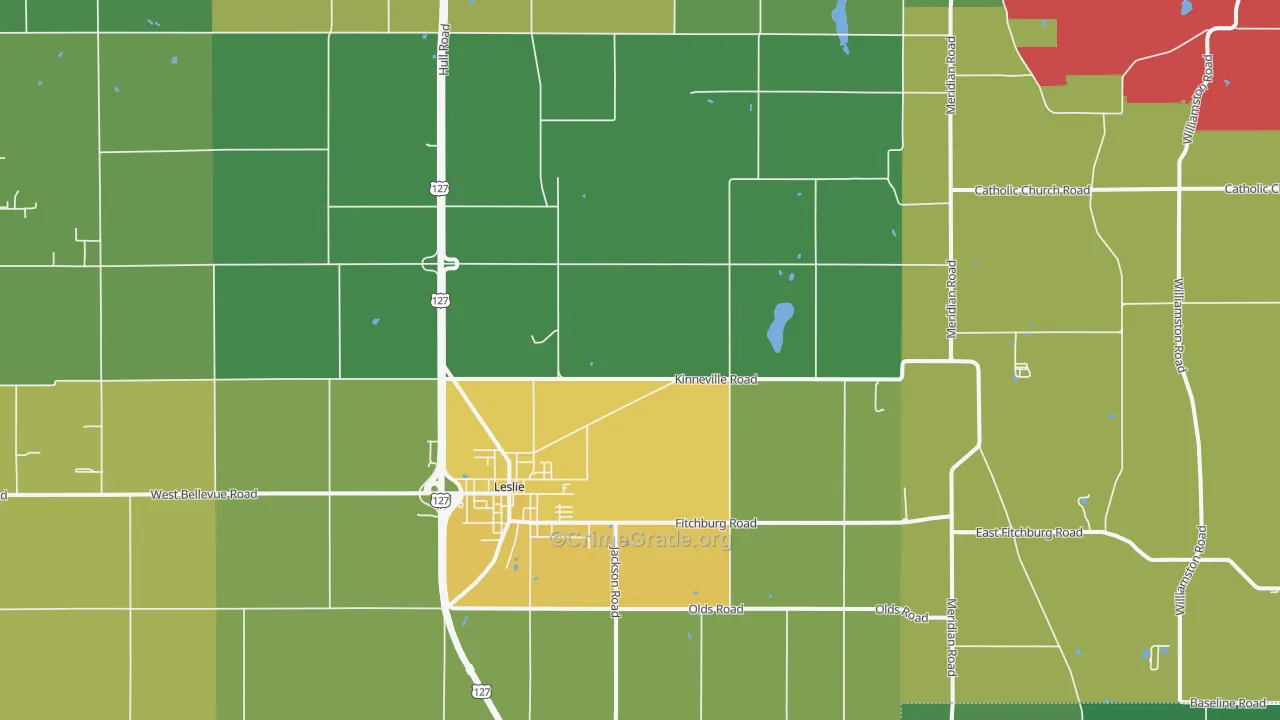 Leslie, MI Map of Theft Rates