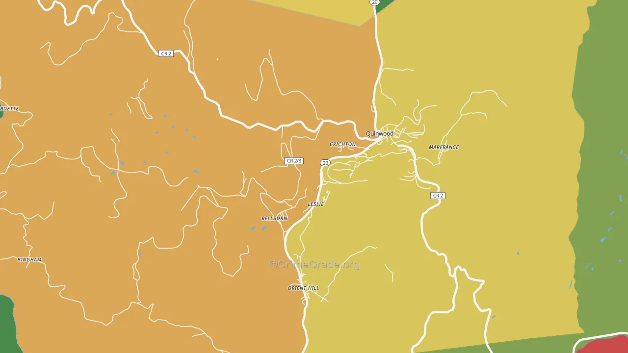 Leslie, WV Map of Theft Rates