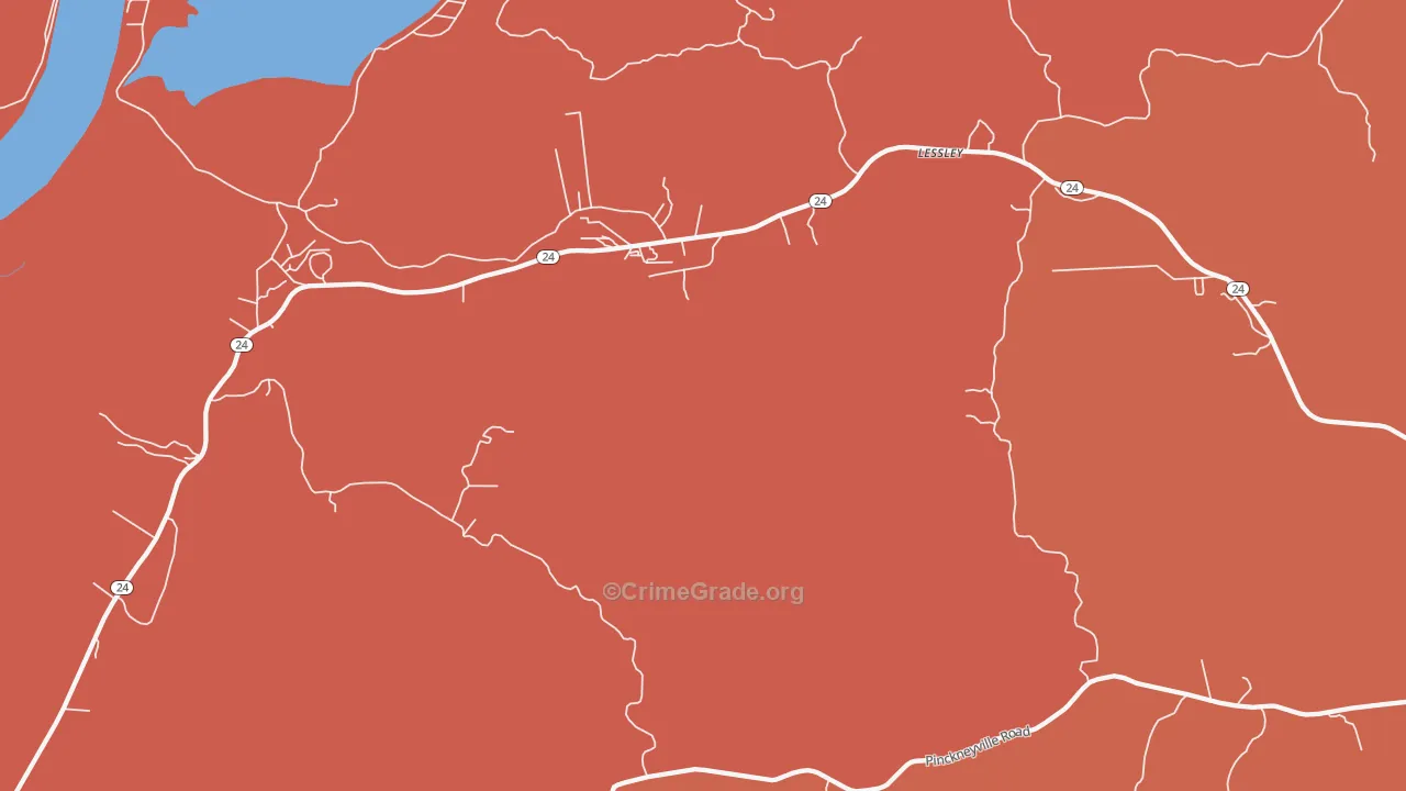 Lessley, MS Map of Theft Rates