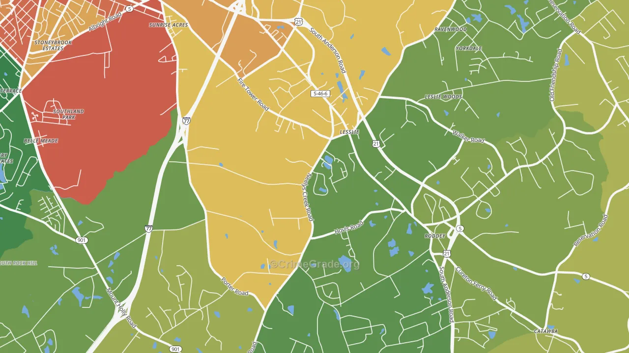 Lesslie, SC Map of Theft Rates