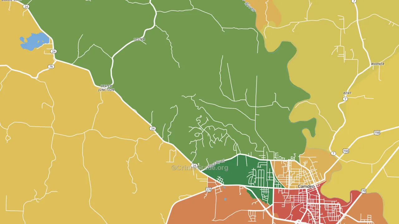 Lester, AR Map of Theft Rates
