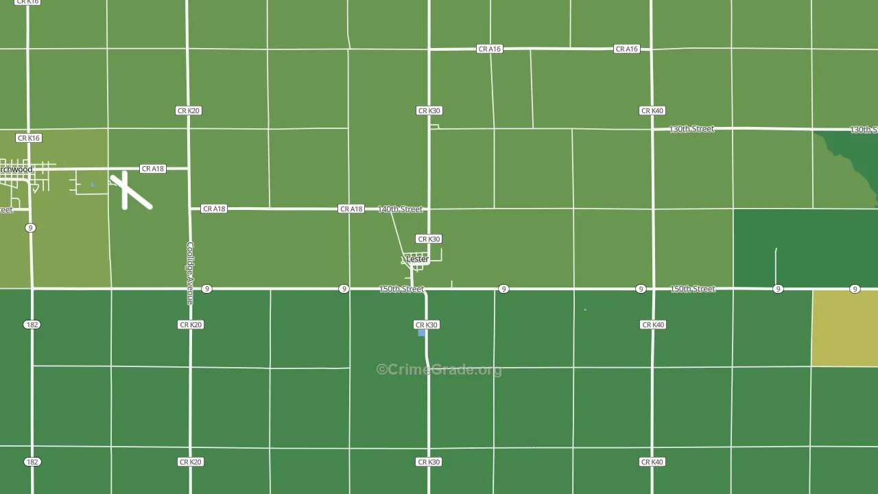 Lester, IA Map of Theft Rates