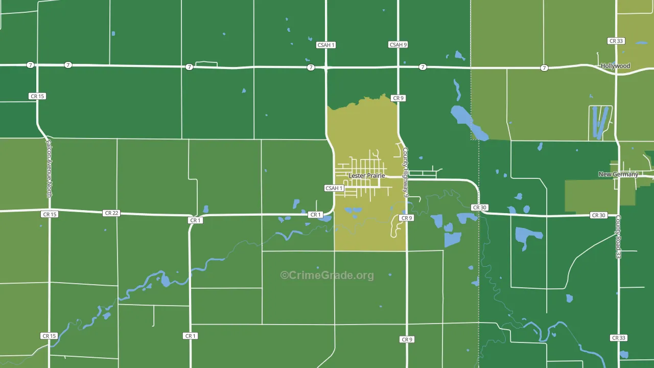 Lester Prairie, MN Map of Theft Rates