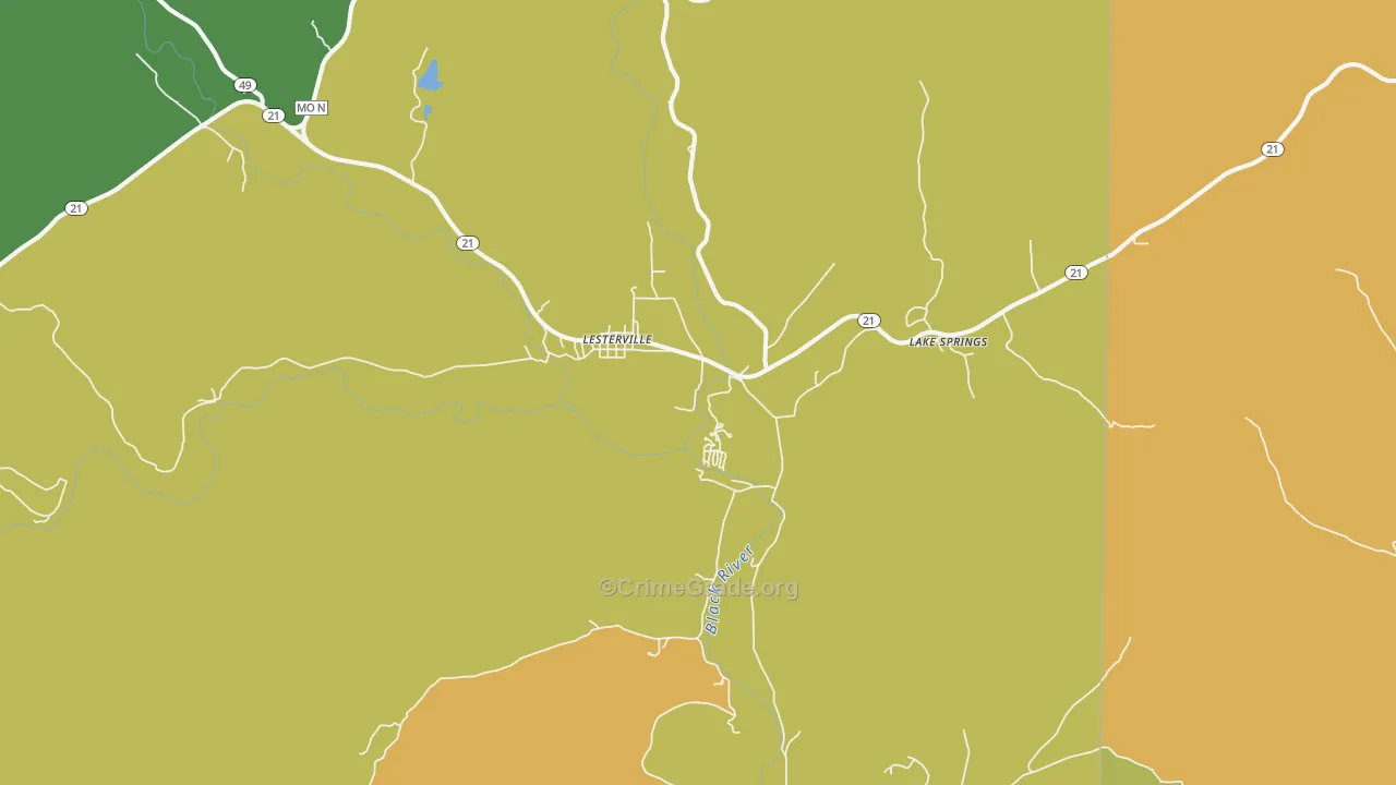 Lesterville, MO Map of Theft Rates