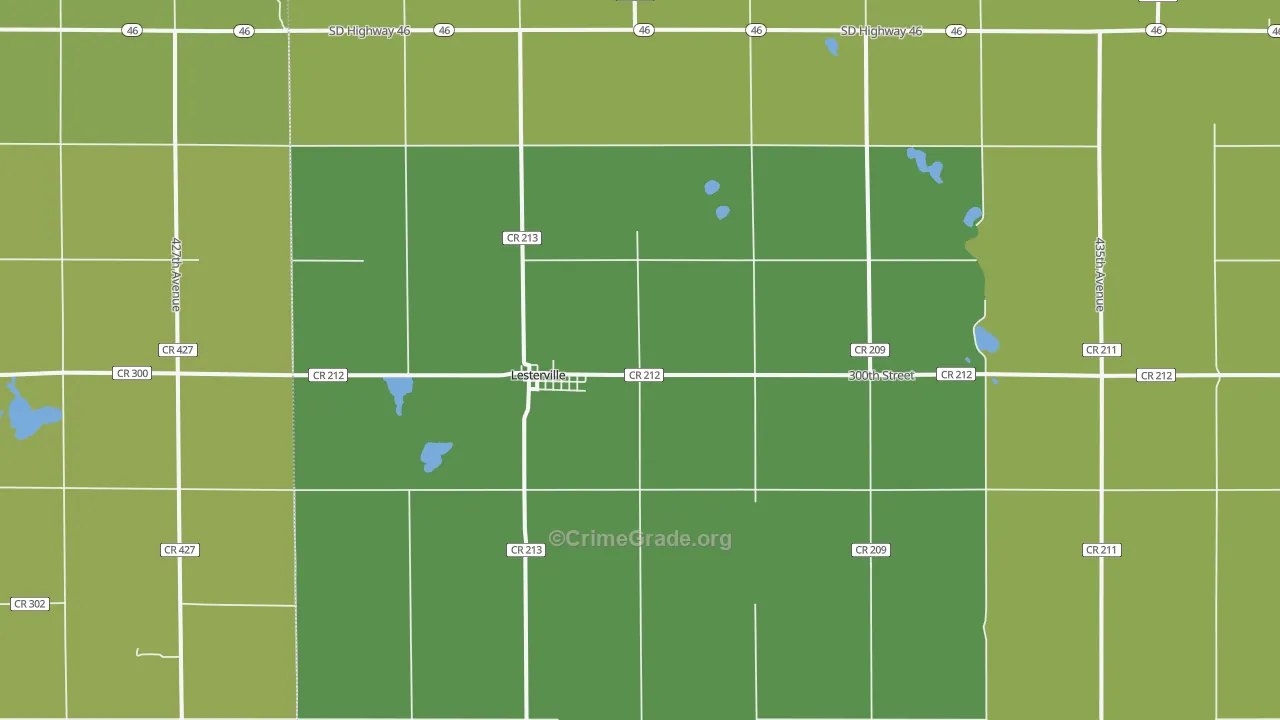 Lesterville, SD Map of Theft Rates