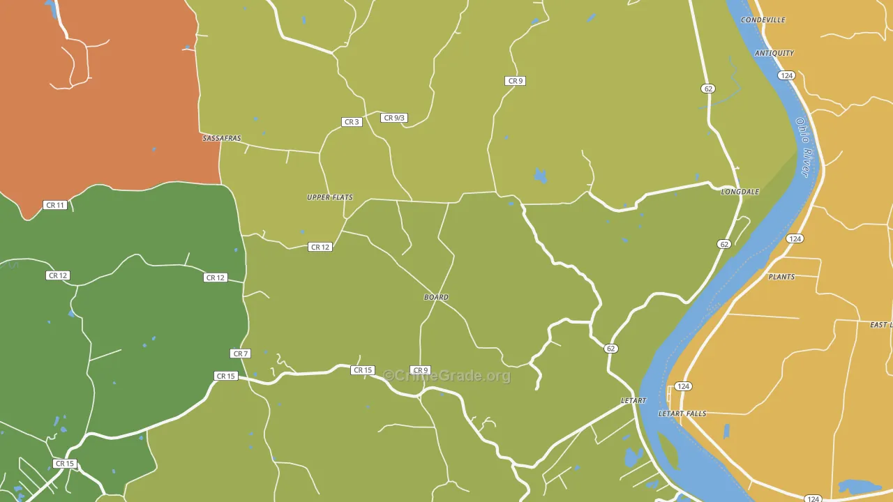 Letart, WV Map of Theft Rates