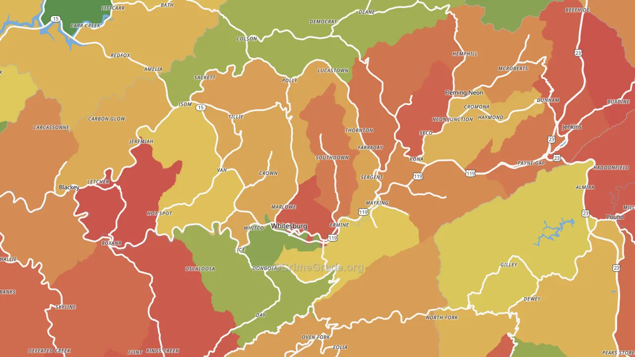 Letcher County, KY Map of Theft Rates