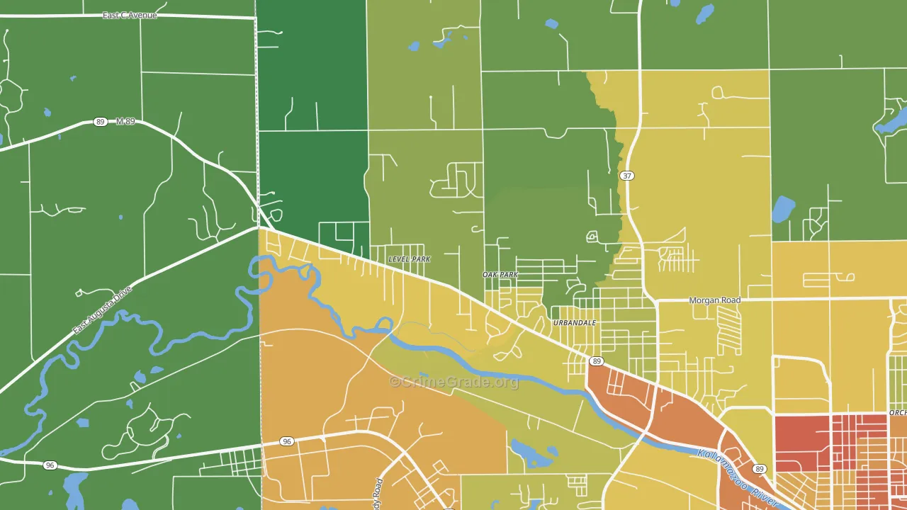 Level Park-Oak Park, MI Map of Theft Rates