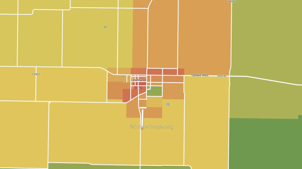 Levelland, TX Map of Theft Rates