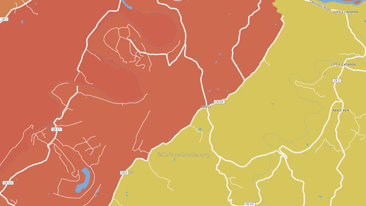 Levels, WV Map of Theft Rates