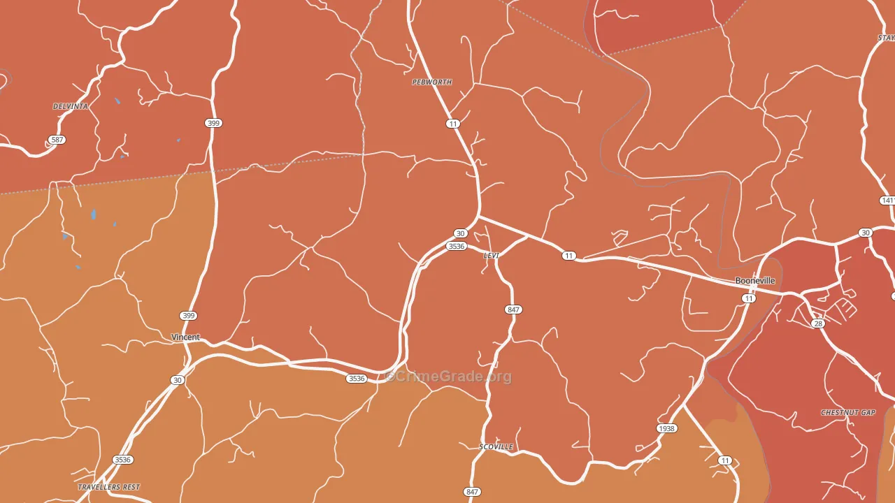 Levi, KY Map of Theft Rates