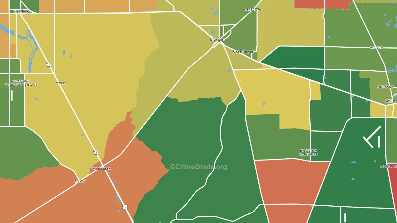 Levy County, FL Map of Theft Rates