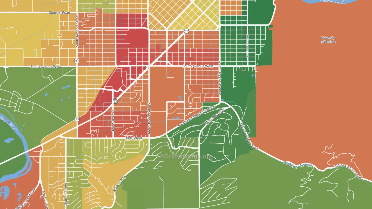 Lewis and Clark, Missoula, MT Map of Theft Rates