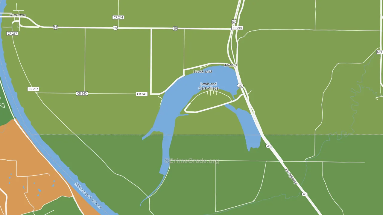Lewis and Clark Village, MO Map of Theft Rates