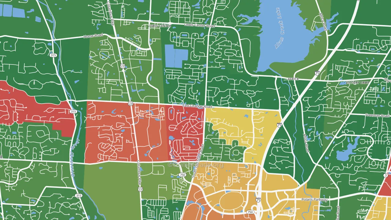 Lewis Center, OH Map of Theft Rates