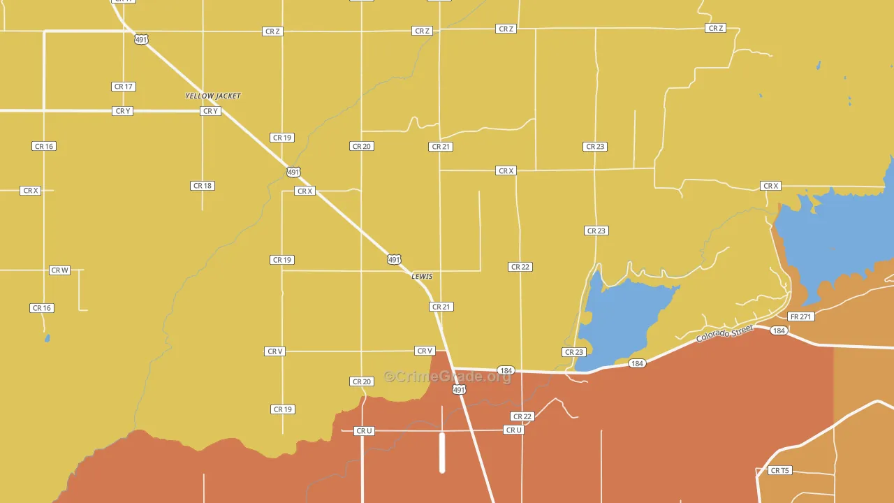 Lewis, CO Map of Theft Rates