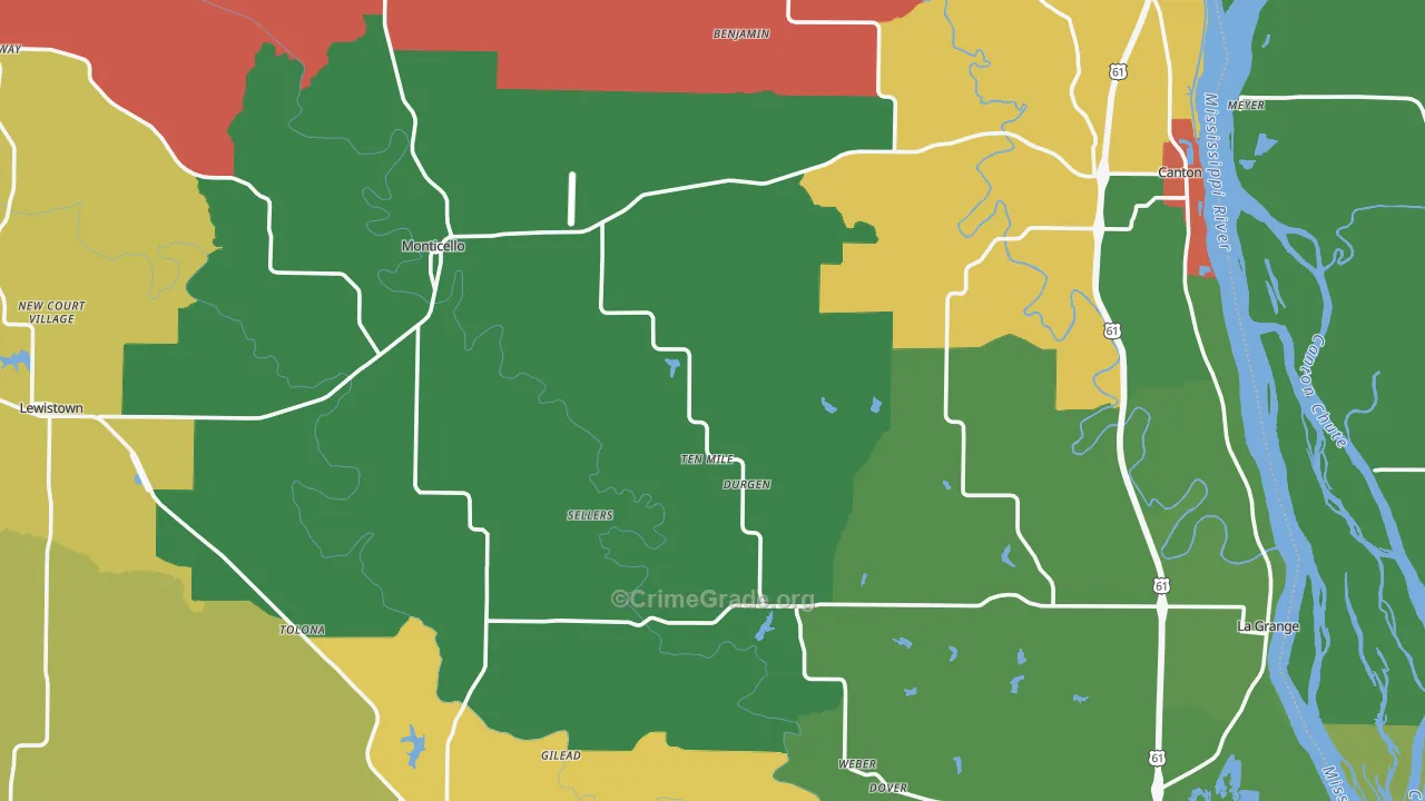 Lewis County, MO Map of Theft Rates