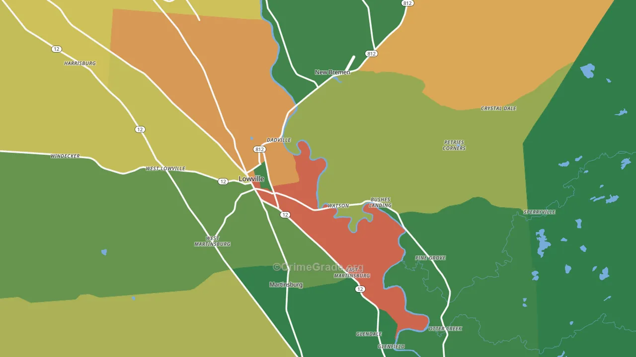 Lewis County, NY Map of Theft Rates