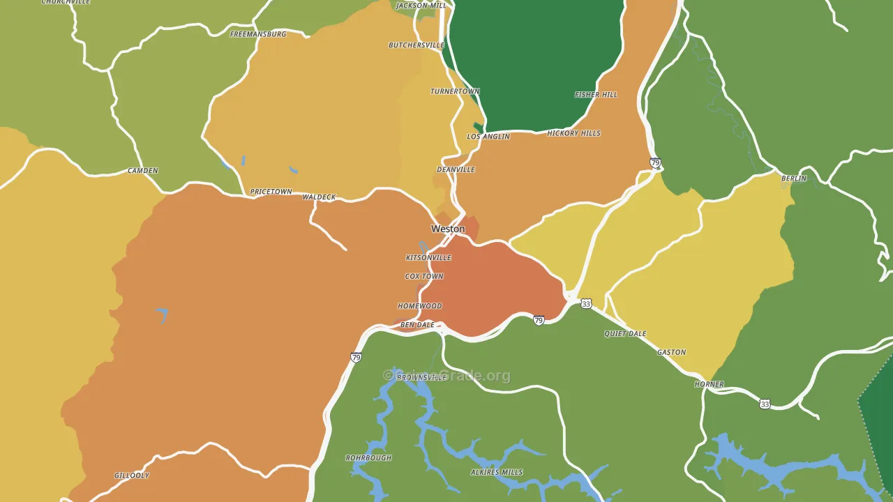 Lewis County, WV Map of Theft Rates