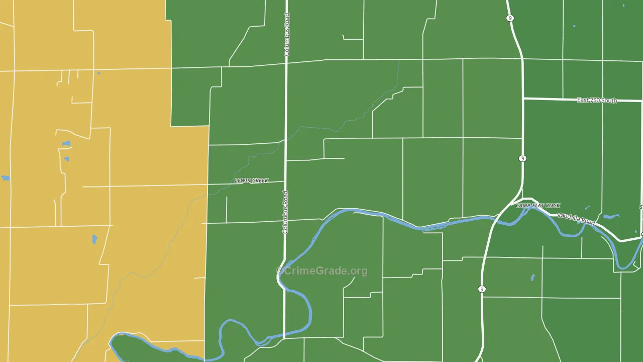 Lewis Creek, IN Map of Theft Rates