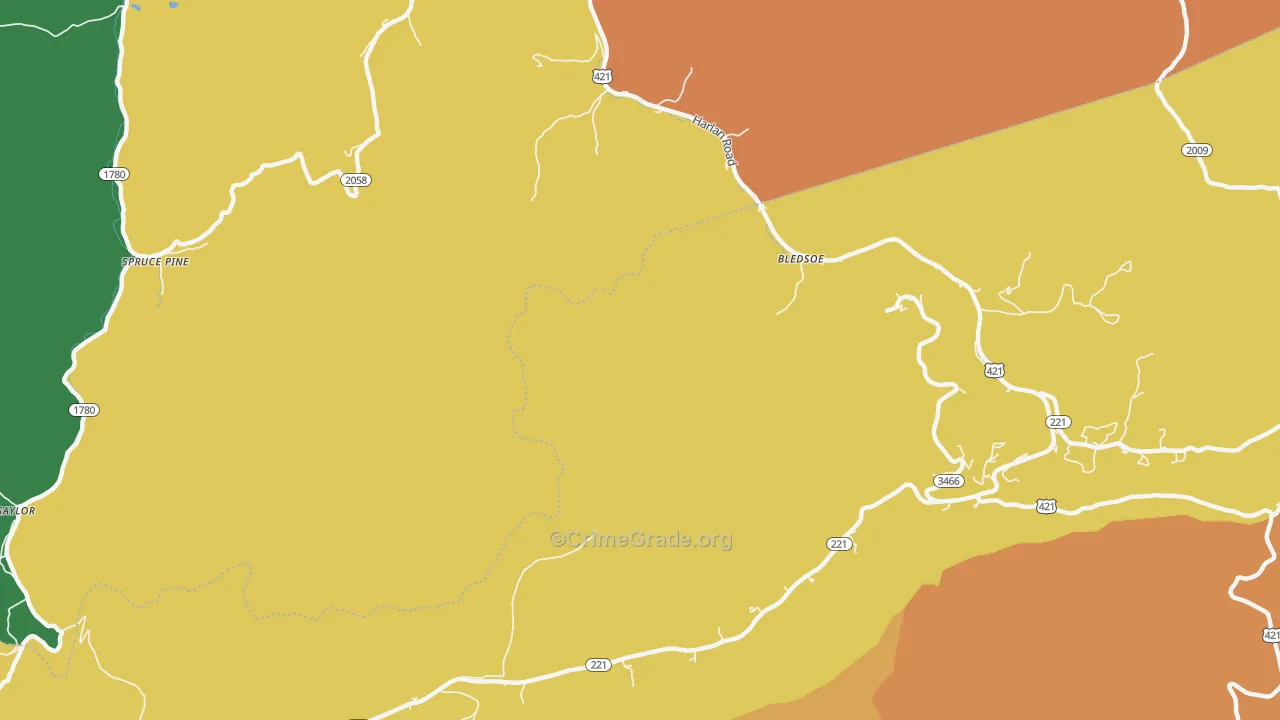 Lewis Creek, KY Map of Theft Rates