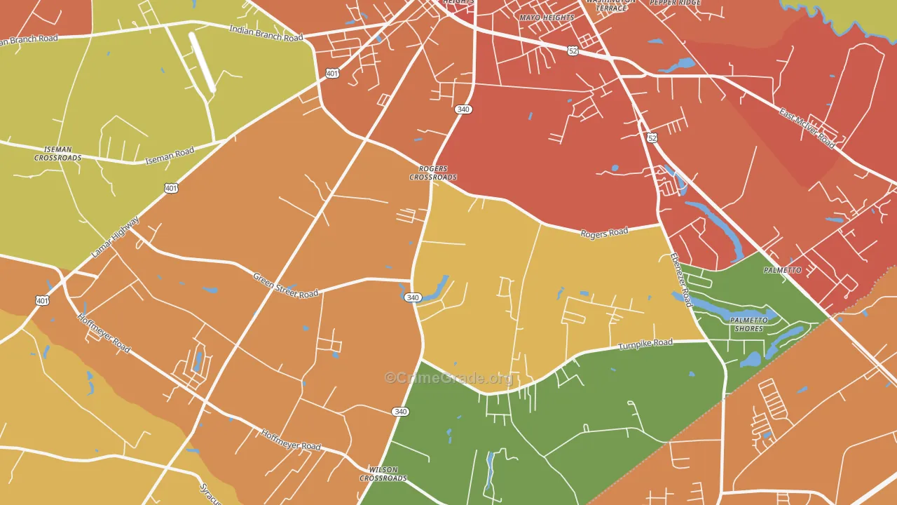 Lewis Crossroads, SC Map of Theft Rates