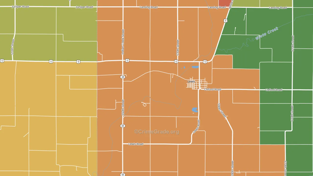 Lewis, IA Map of Theft Rates