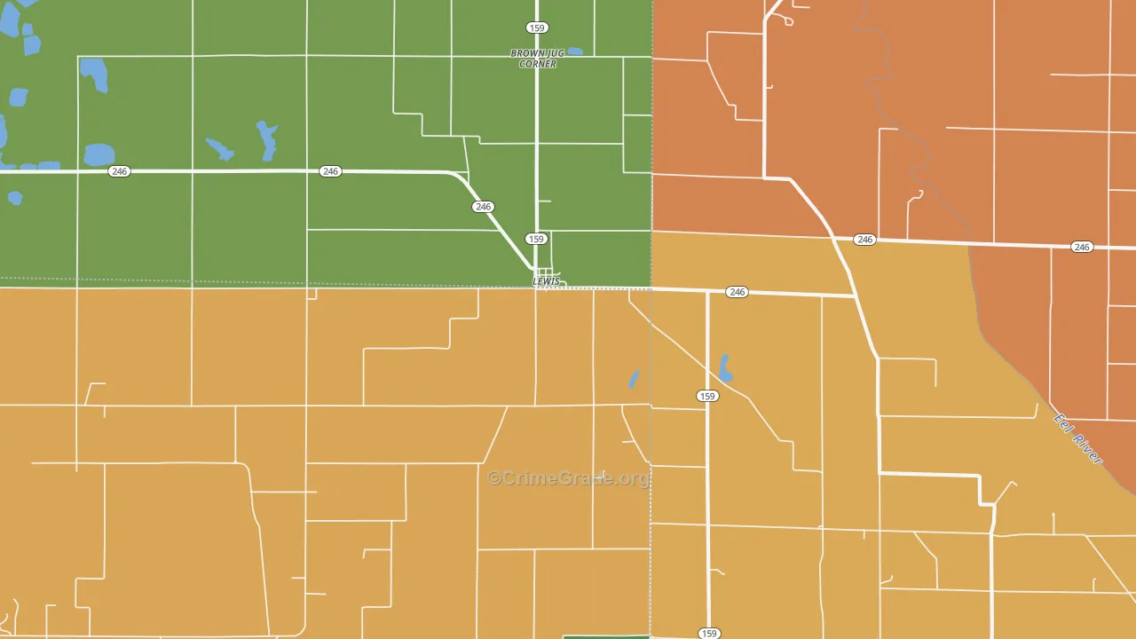 Lewis, IN Map of Theft Rates