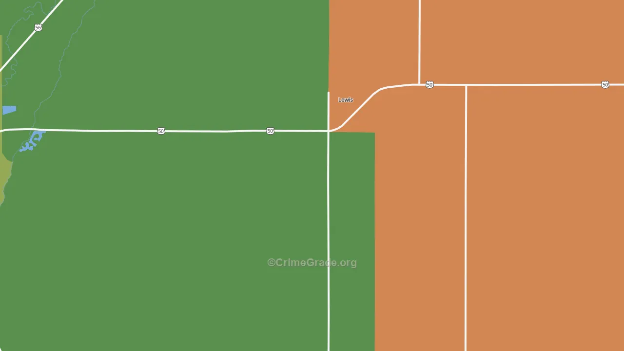 Lewis, KS Map of Theft Rates